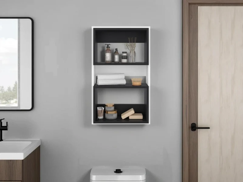 Gabinete de Baño Sensei Eco, Blanco Duqueza y Wengue, con Superficies para Ubicar Objetos