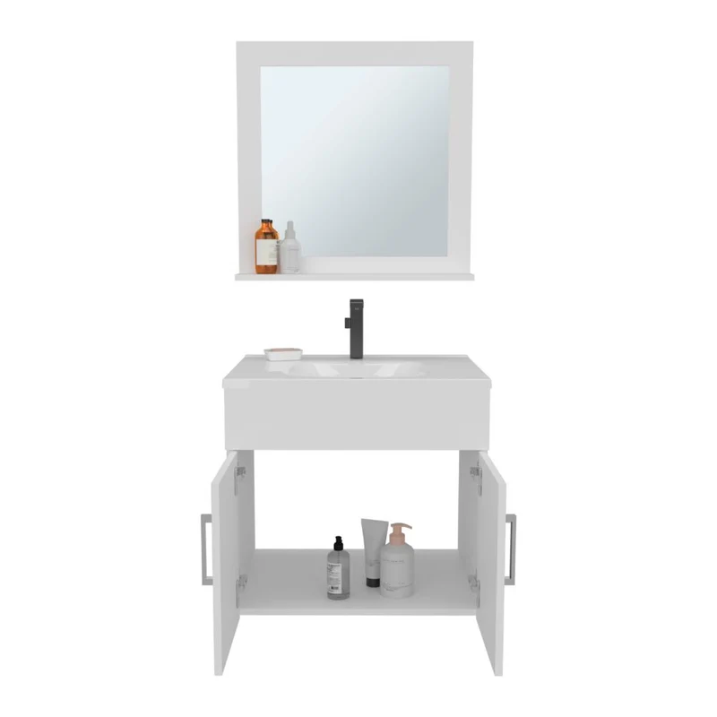 Mueble para Lavamanos Blake, Blanco Duqueza, Incluye Lavamanos Praia 60 y Espejo ZF