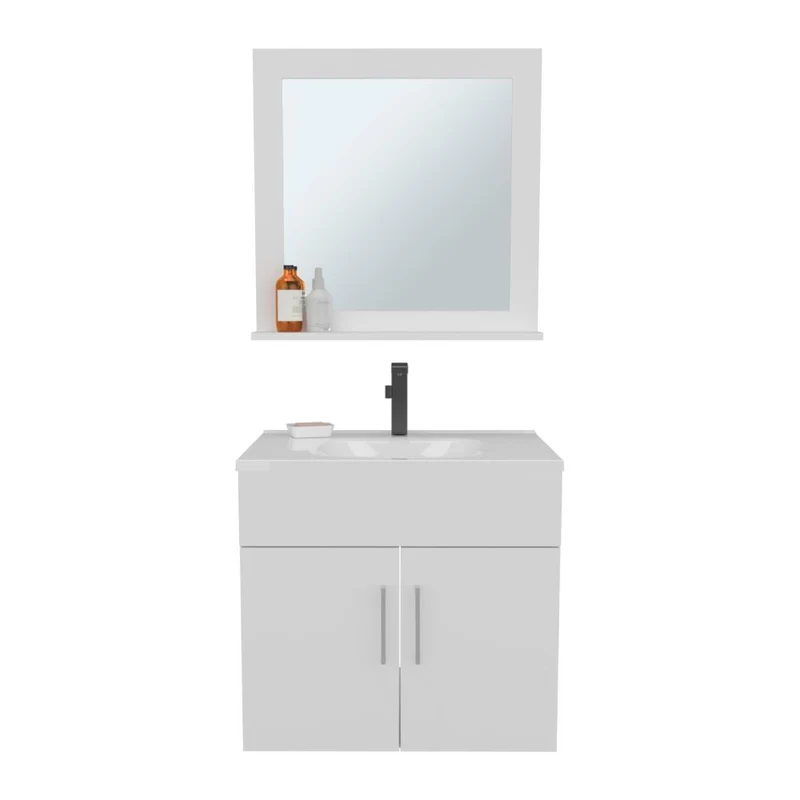 Mueble para Lavamanos Blake, Blanco Duqueza, Incluye Lavamanos Praia 60 y Espejo ZF