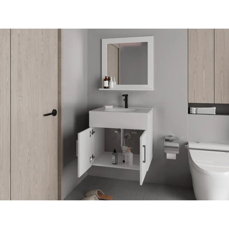 Mueble para Lavamanos Blake, Blanco Duqueza, Incluye Lavamanos Praia 60 y Espejo ZF