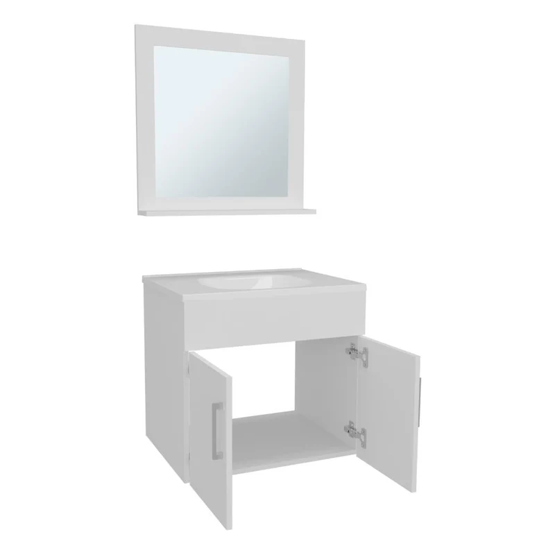 Mueble para Lavamanos Blake, Blanco Duqueza, Incluye Lavamanos Praia 60 y Espejo ZF