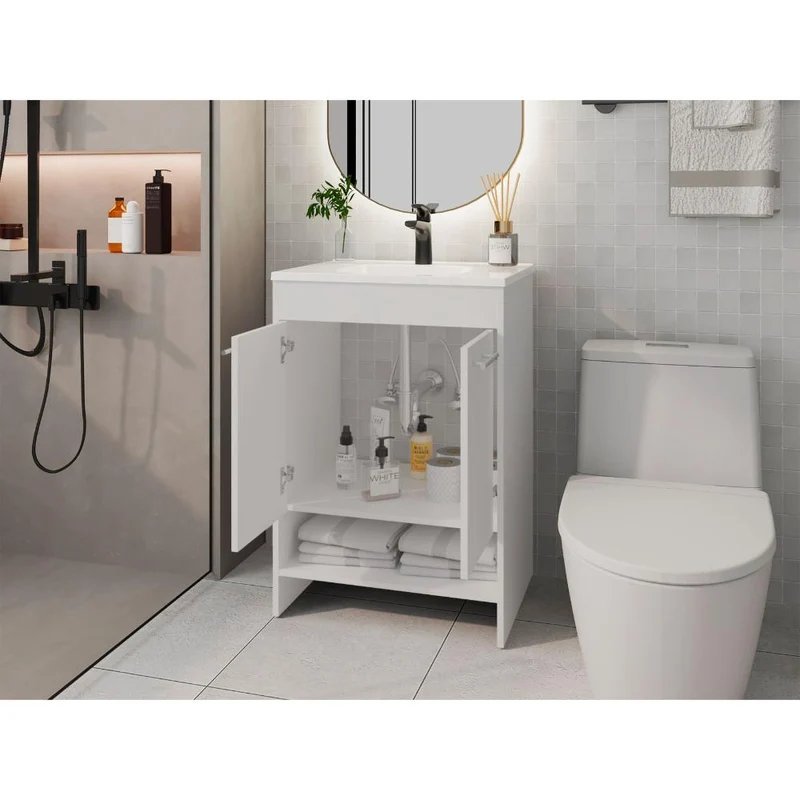 Mueble para Lavamanos Lorenzo, Blanco Duqueza, Incluye Lavamanos Praia 60 ZF