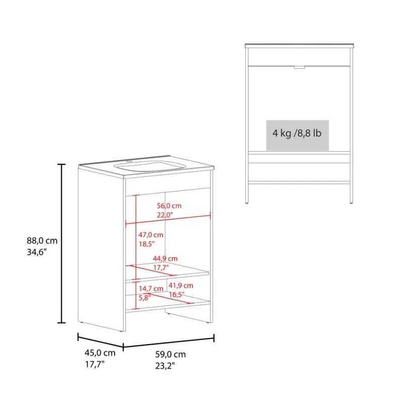 Mueble para Lavamanos Lorenzo, Blanco Duqueza, Incluye Lavamanos Praia 60 ZF