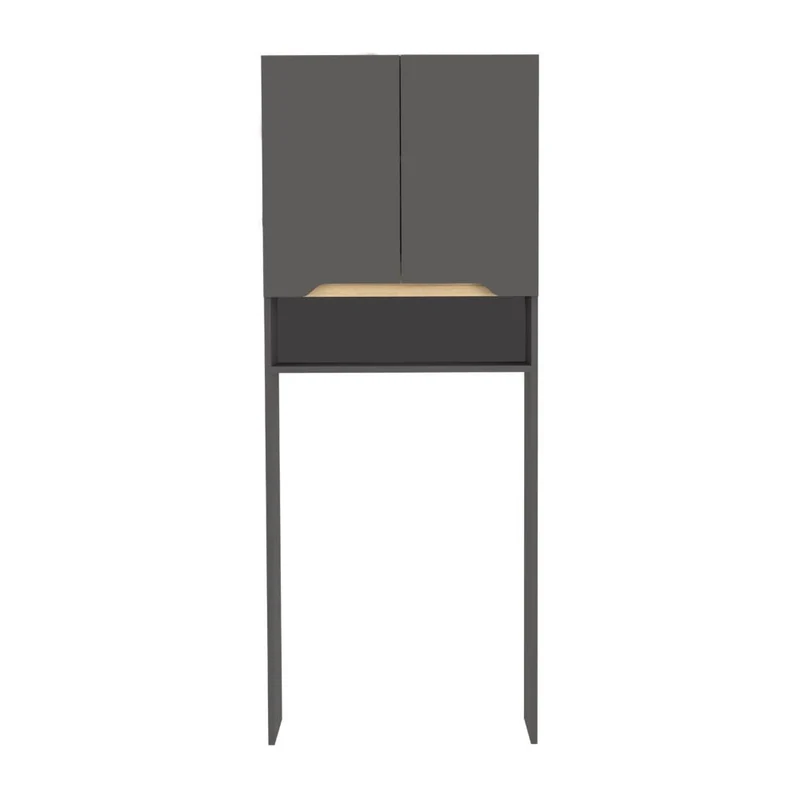 Gabinete de Baño Apolis, Plata Oscuro y Café Claro, con Puertas con Apertura sin Manijas y Dos Puertas