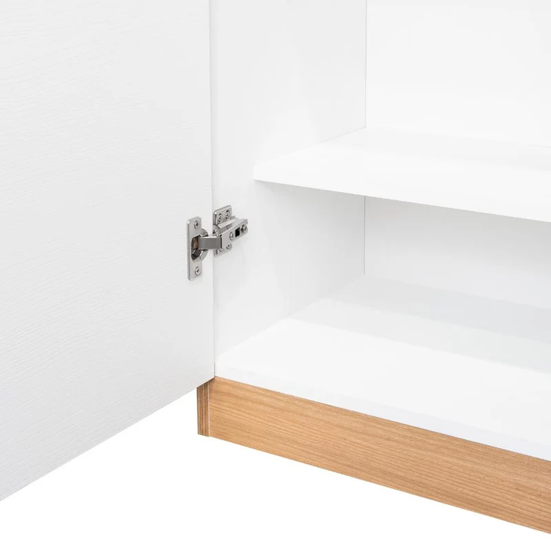 Alacena Varese, Fresno Europeo y Blanco, con Dos Puertas y Cuatro Entrepaños