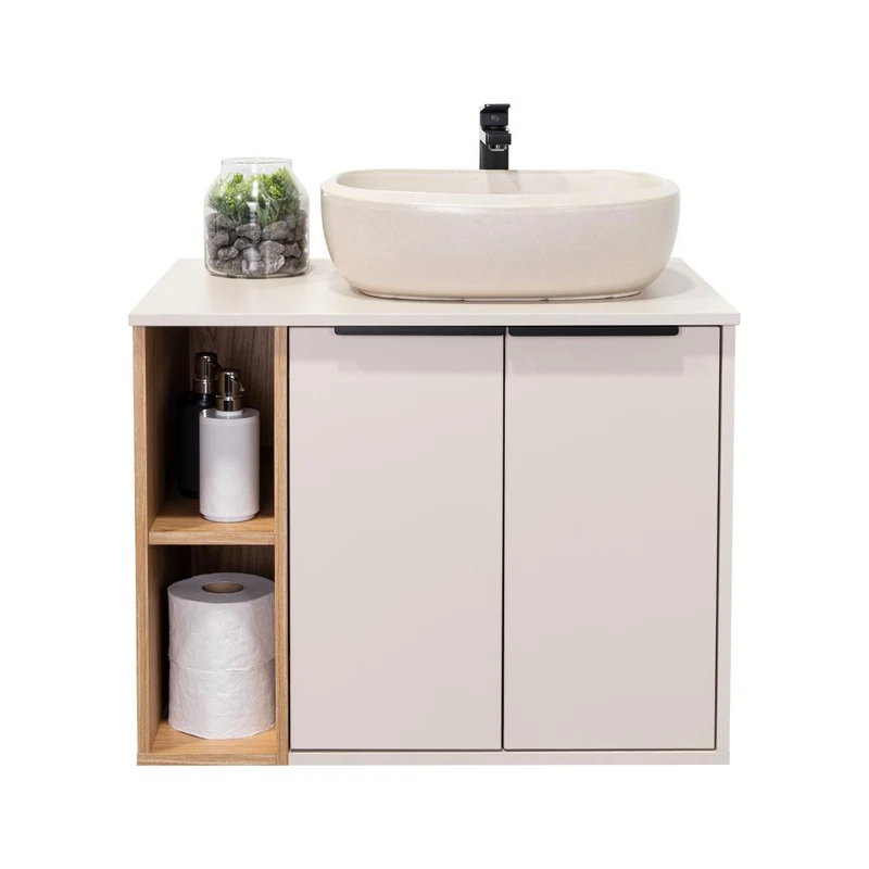 Mueble para Lavamanos Suns, Capri y Fresno Europeo, Incluye Lavamanos Corona en Porcelana Sanitaria