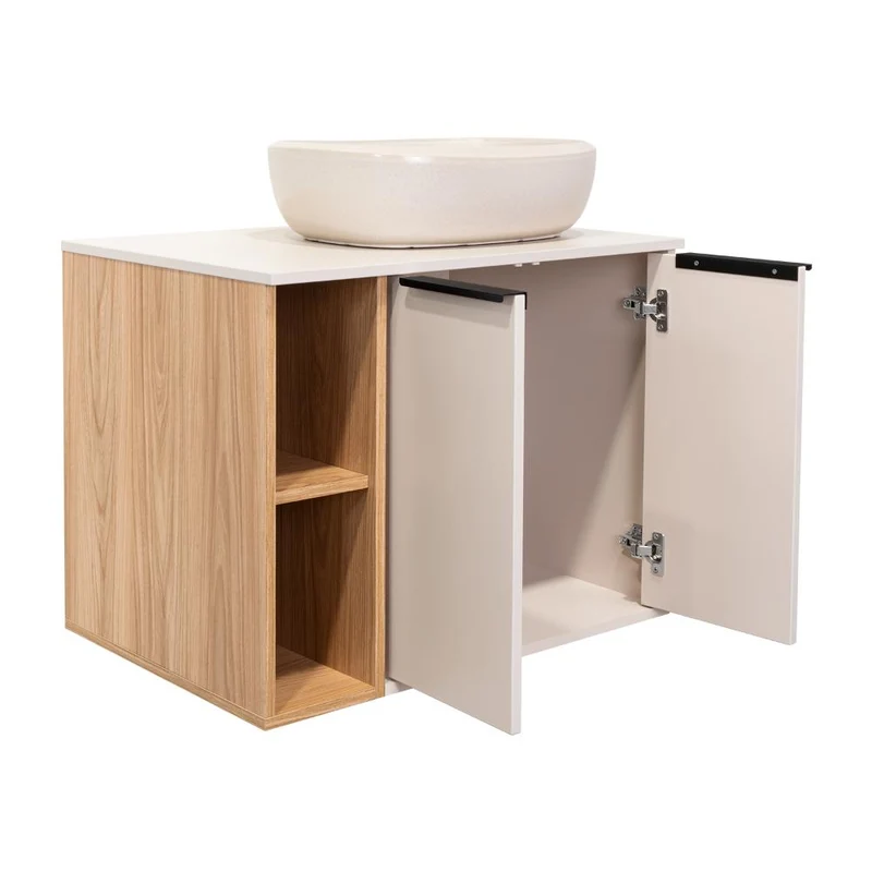 Mueble para Lavamanos Suns, Capri y Fresno Europeo, Incluye Lavamanos Corona en Porcelana Sanitaria