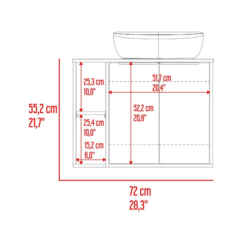 Mueble para Lavamanos Suns, Capri y Fresno Europeo, Incluye Lavamanos Corona en Porcelana Sanitaria