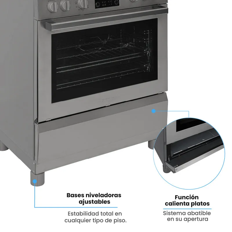 Estufa de Piso a Gas Propano con Horno en Acero Inox, Negro