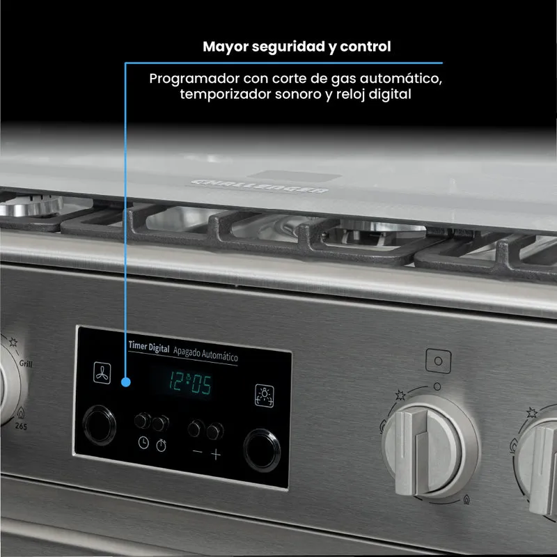 Estufa de Piso a Gas Propano con Horno en Acero Inox, Negro