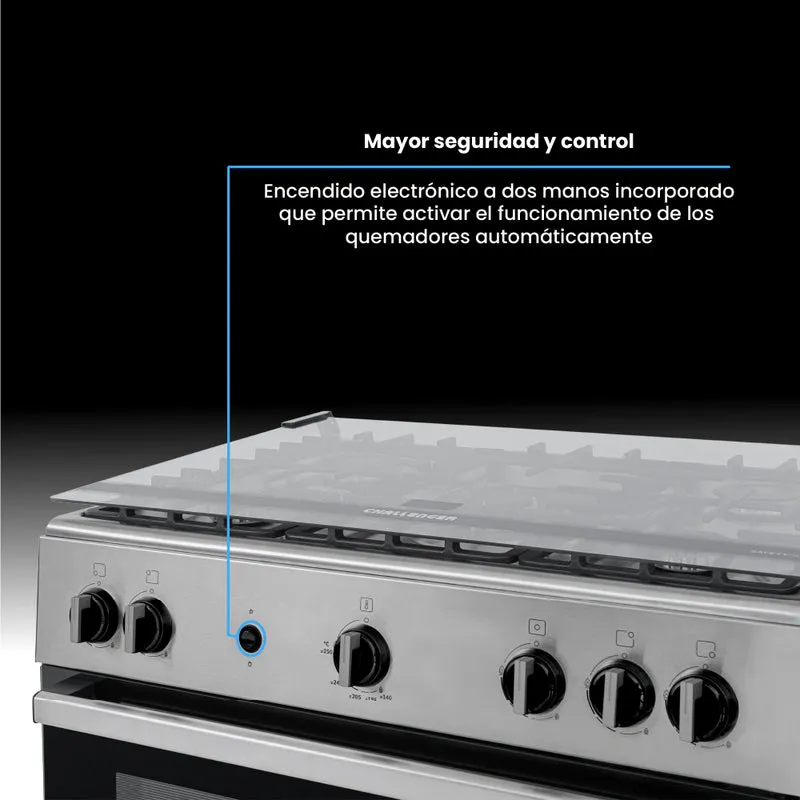 Estufa de Piso 76 cm a Gas Propano con Horno en Acero Inox, Negro