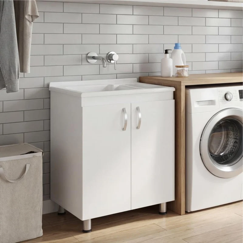 Mueble de Lavado Independiente Fowel, Kronos Blanco, Incluye Lavadero No Grifería ZF
