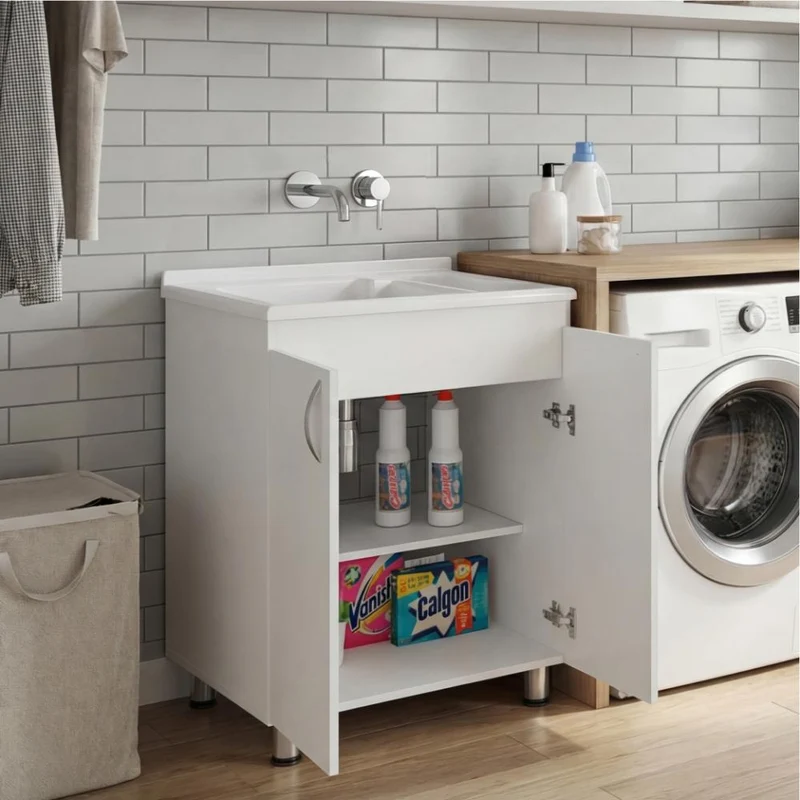 Mueble de Lavado Independiente Fowel, Kronos Blanco, Incluye Lavadero No Grifería ZF