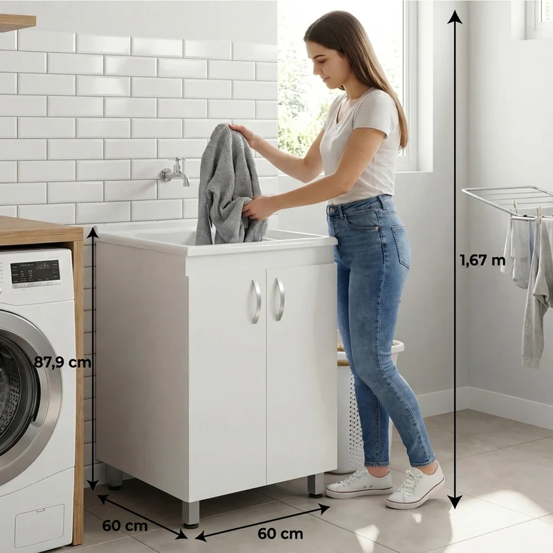 Mueble de Lavado Independiente Fowel, Kronos Blanco, Incluye Lavadero No Grifería ZF
