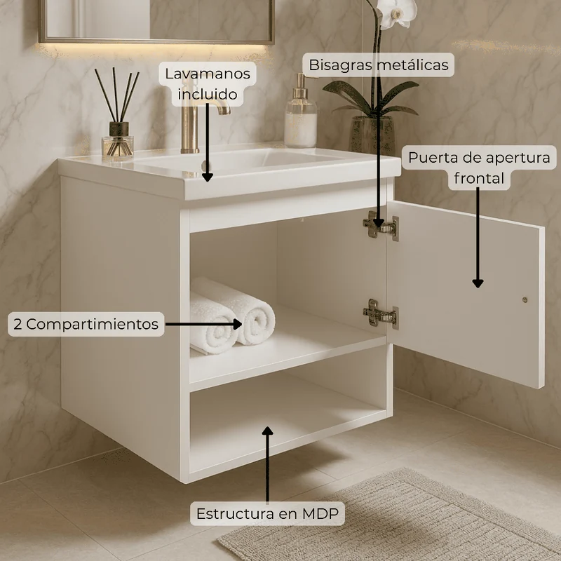 Mueble de Baño con Lavamanos Linz - Blanco