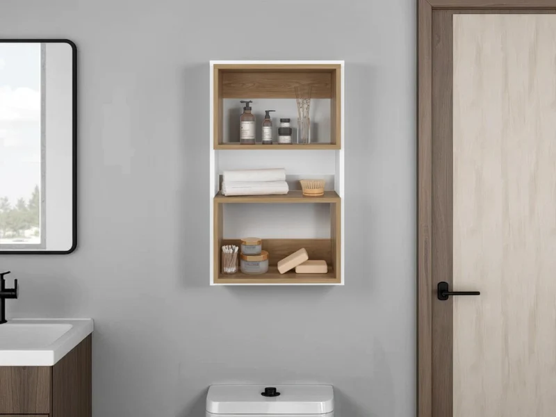 Gabinete de Baño Sensei Eco, Blanco Duqueza y Fresno Europeo, con Superficies para Ubicar Objetos