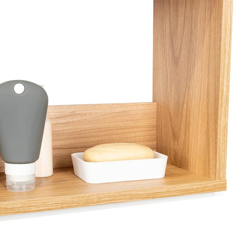 Gabinete de Baño Sensei Eco, Blanco Duqueza y Fresno Europeo, con Superficies para Ubicar Objetos