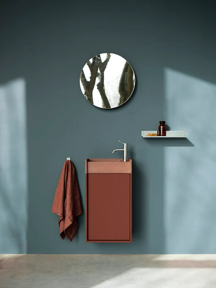 Lavabo exento redondo en solid surface blanco Ventiquaranta