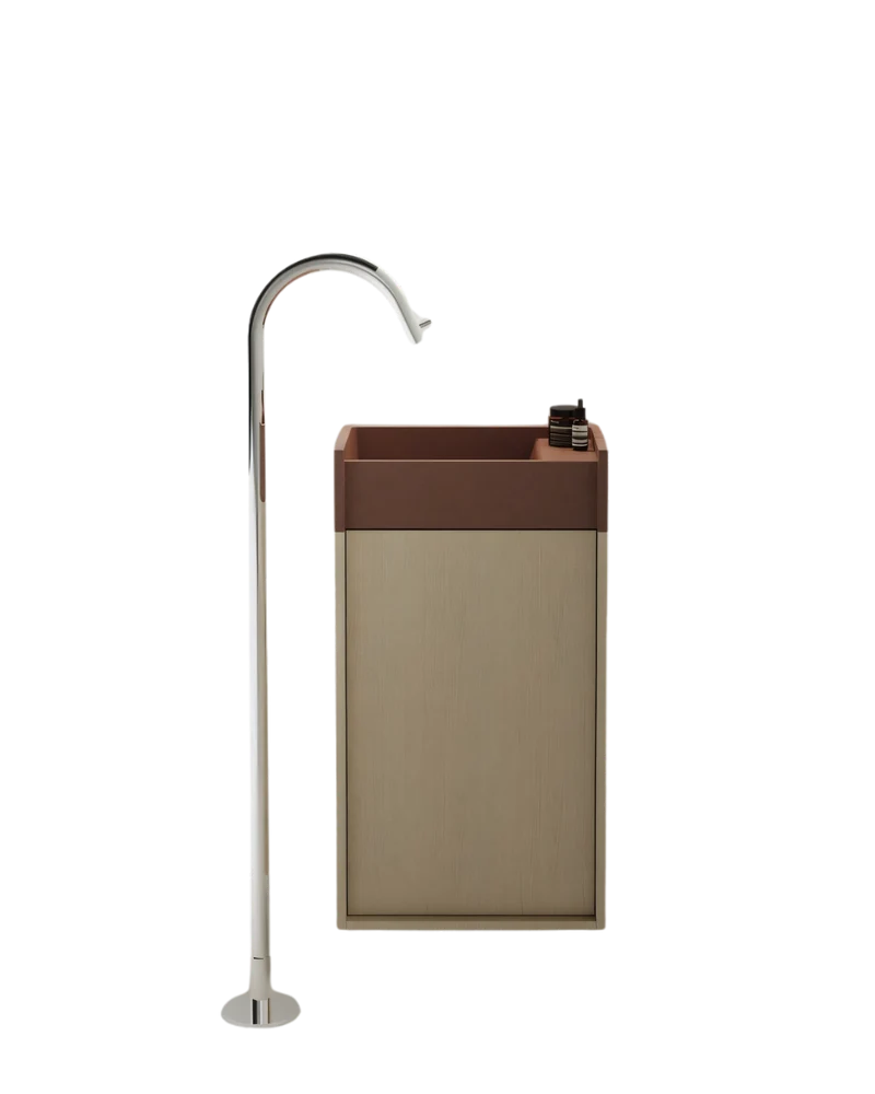 Lavabo exento redondo en solid surface blanco Ventiquaranta
