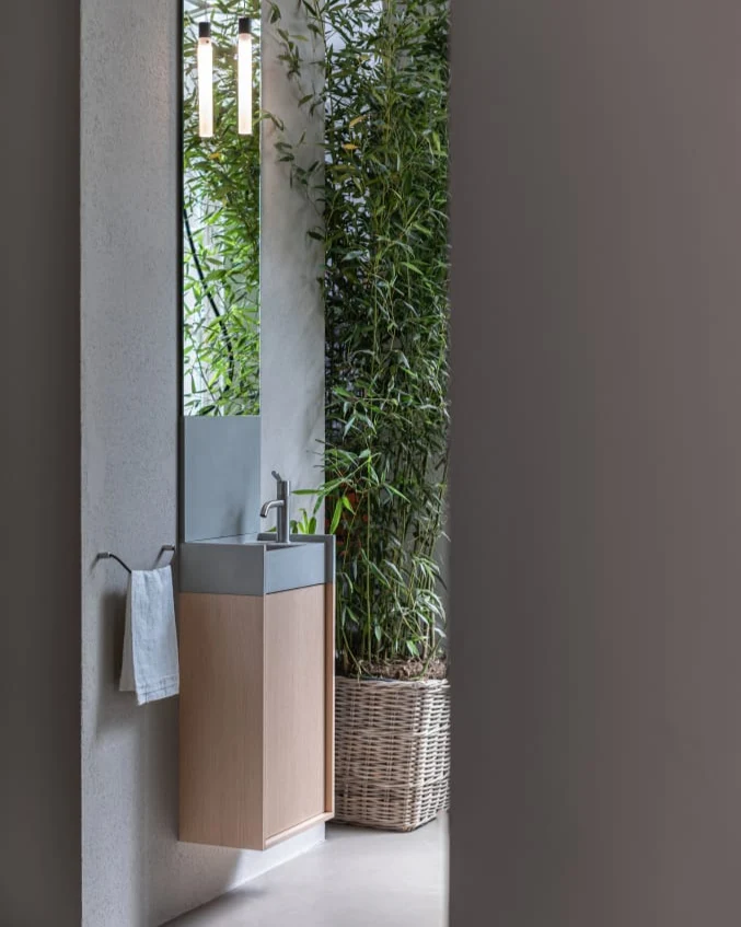 Lavabo exento redondo en solid surface blanco Ventiquaranta