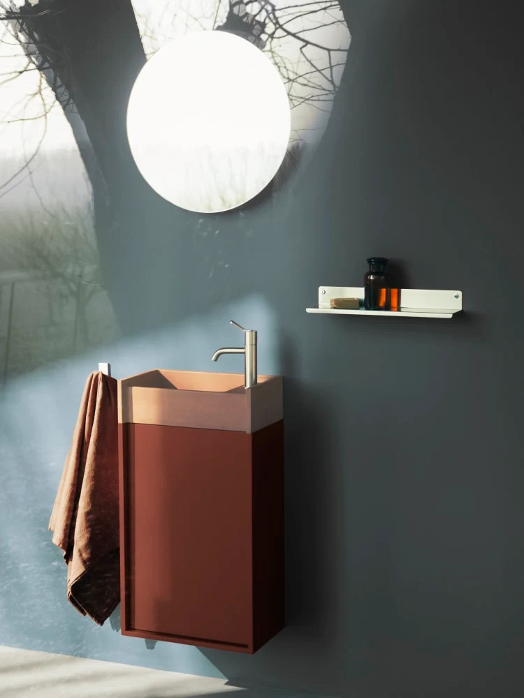 Lavabo exento redondo en solid surface blanco Ventiquaranta