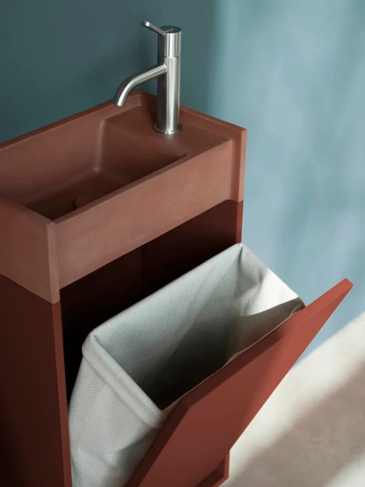 Lavabo exento redondo en solid surface blanco Ventiquaranta