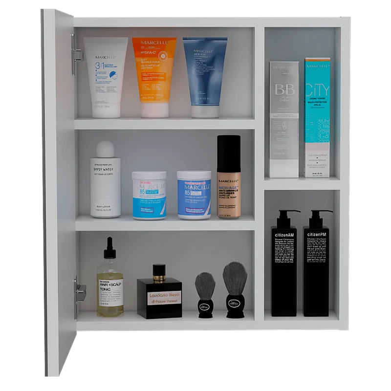 Gabinete de Baño Labell, Blanco, con Puerta Espejo y Entrepaños