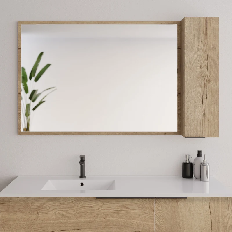 Ensemble meuble de salle de bain 120cm vasque déportée + colonne de rangement - KING
