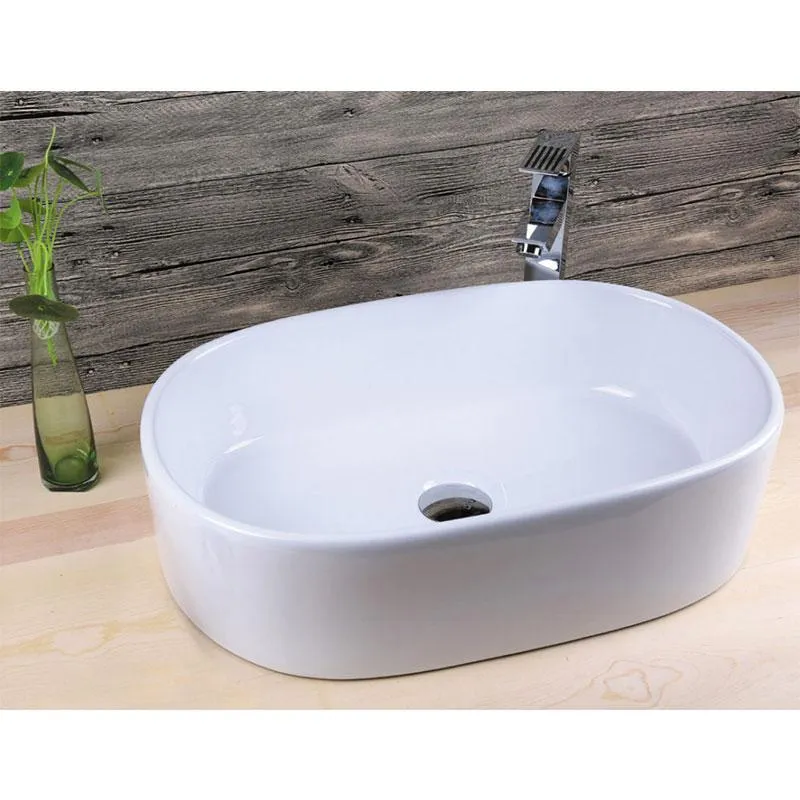 Lavabo blanco brillante sobre encimera cerámico VERONA 55 x 35 cm