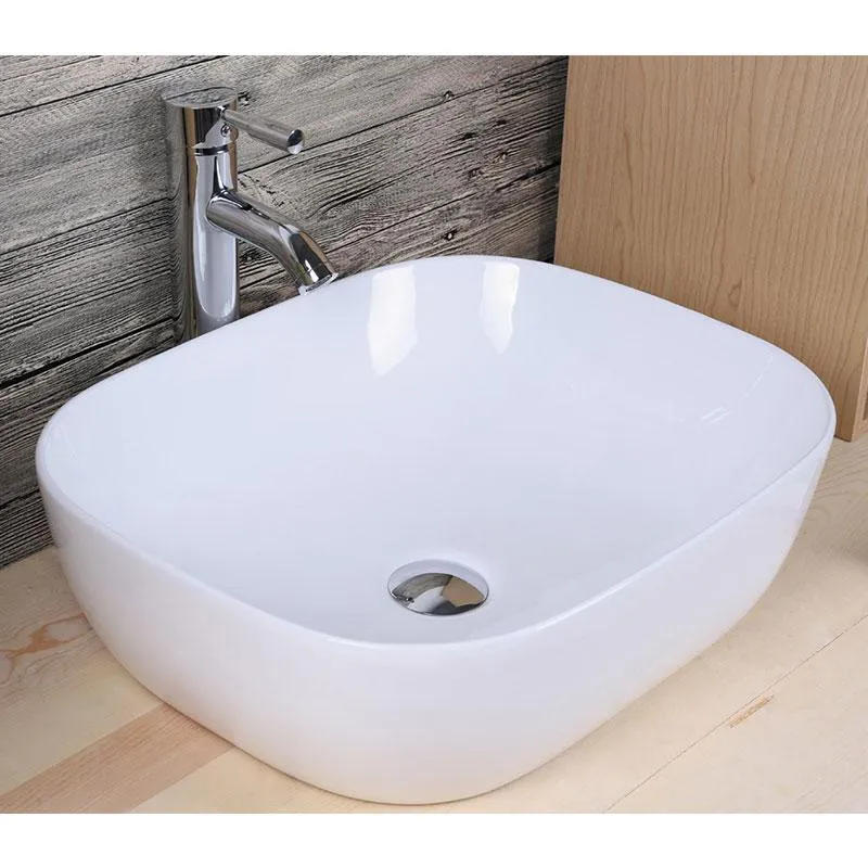 Lavabo blanco brillante sobre encimera cerámico NAPOLI 49,5 x 40,5 cm