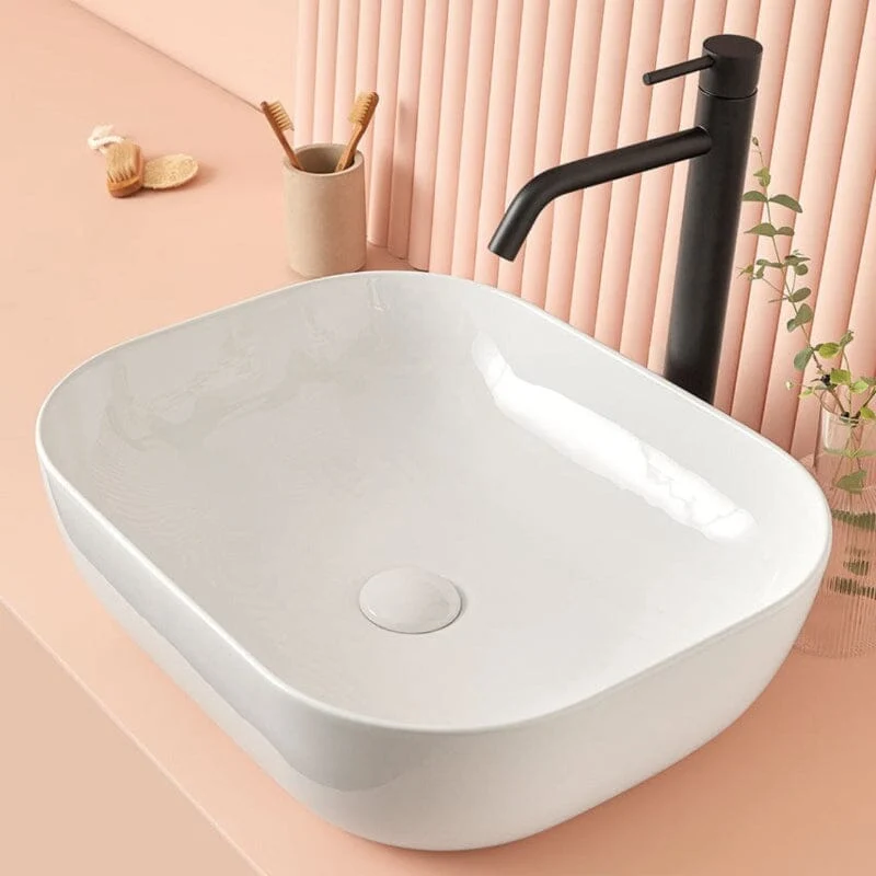 Lavabo blanco brillante sobre encimera cerámico NAPOLI 49,5 x 40,5 cm