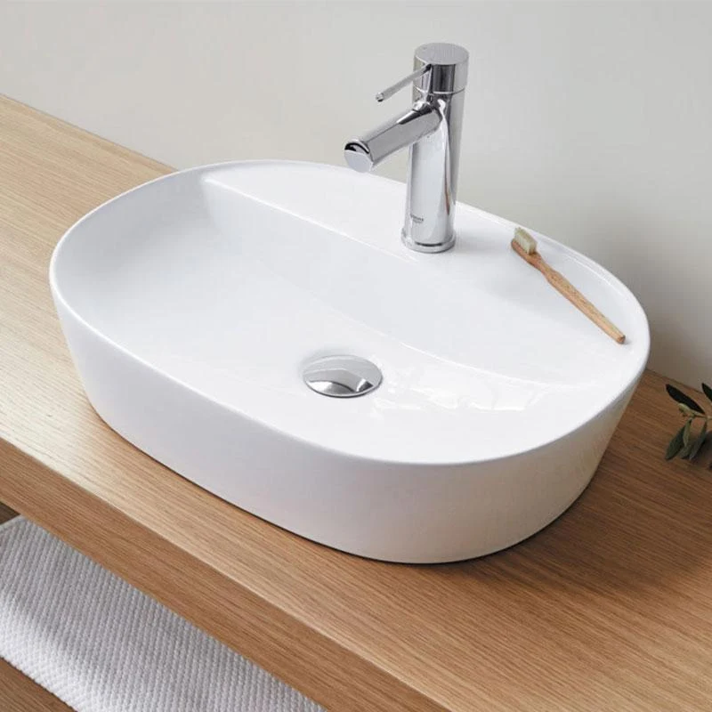 Lavabo blanco brillante sobre encimera cerámico MARINO 50 x 38 cm
