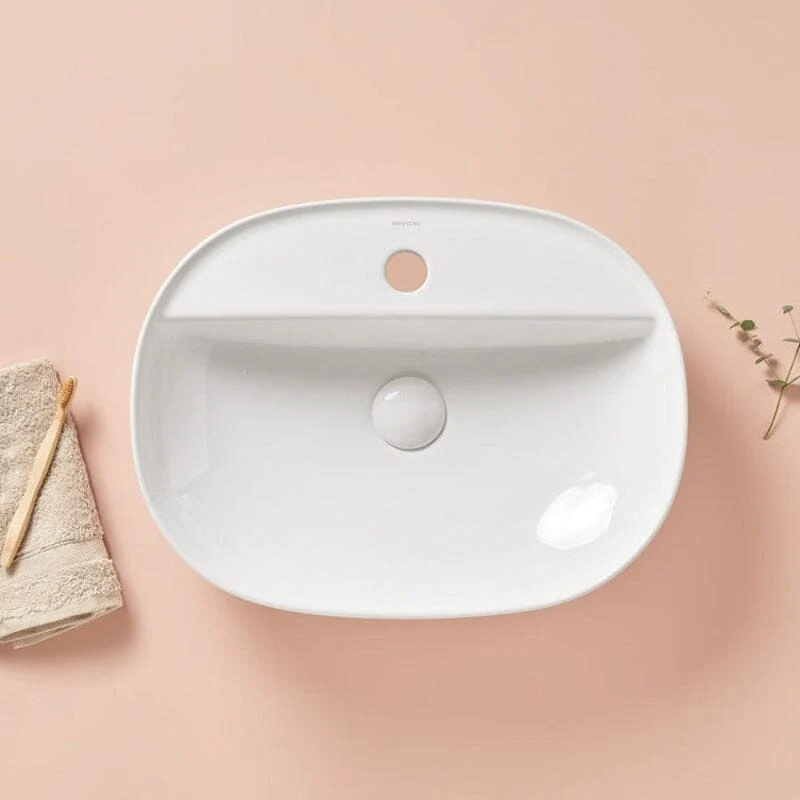 Lavabo blanco brillante sobre encimera cerámico MARINO 50 x 38 cm