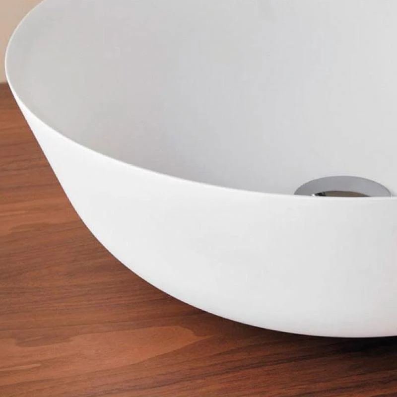 Lavabo blanco mate sobre encimera redondo BOL Ø41cm marmol cultivado