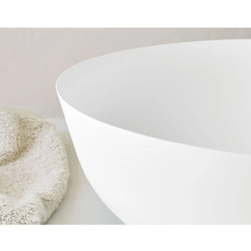 Lavabo blanco mate sobre encimera redondo BOL Ø41cm marmol cultivado