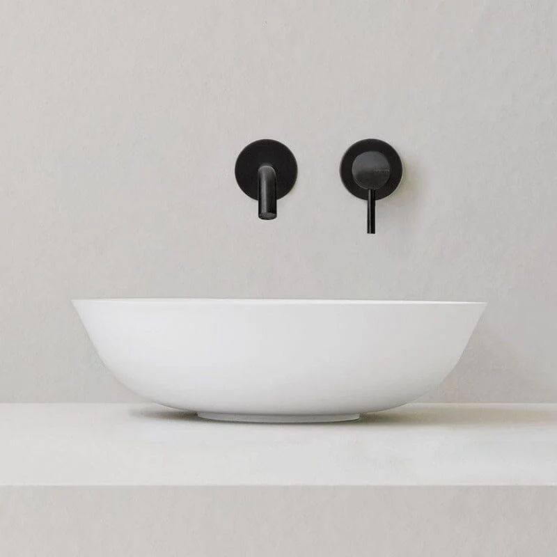 Lavabo blanco mate sobre encimera redondo BOL Ø41cm marmol cultivado