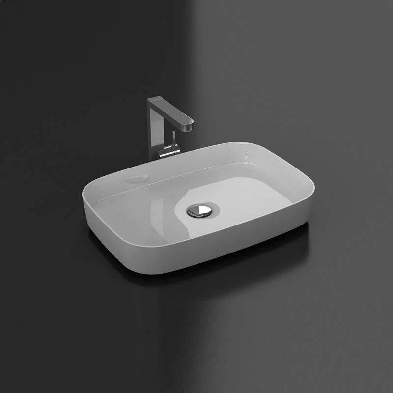 Lavabo blanco brillante sobre encimera SIENA de mármol cultivado