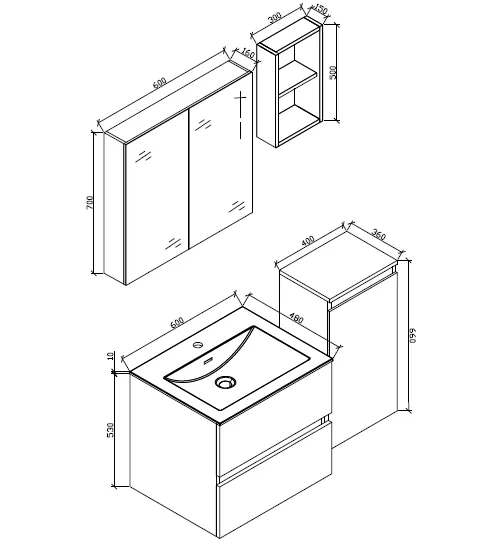 Mueble lavabo + lavabo 60cm MONTADO SIENA