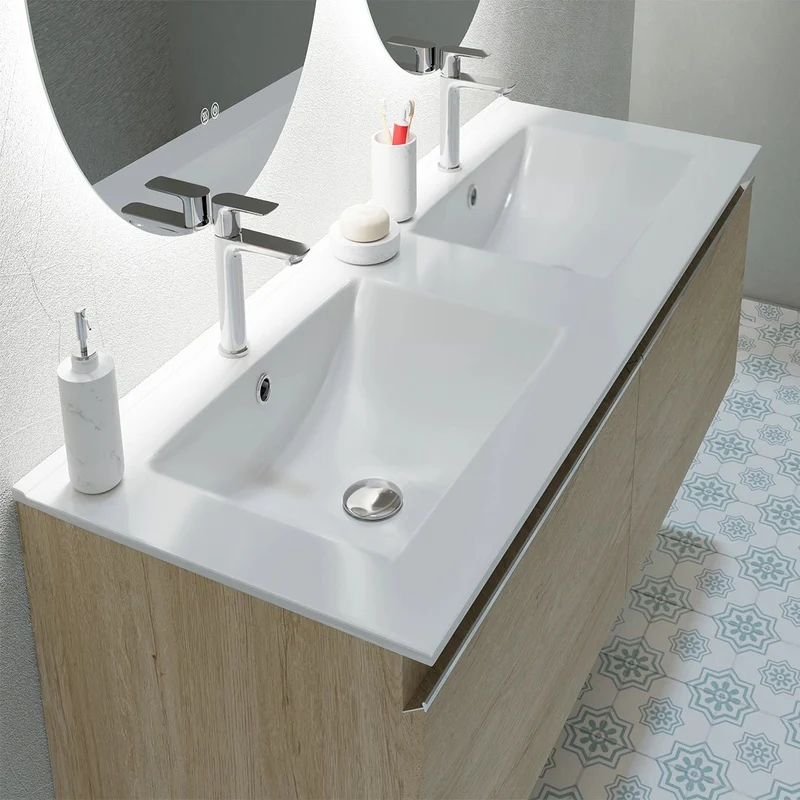 Lavabo doble seno sobre mueble Qoor