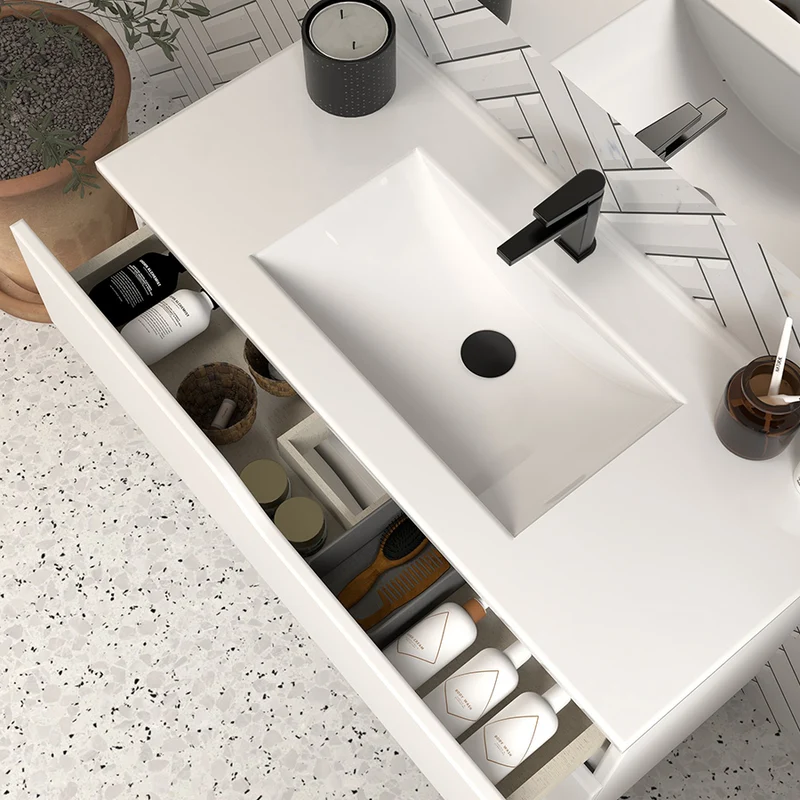 Meuble de salle de bain 80cm simple vasque - 3 tiroirs - MATA