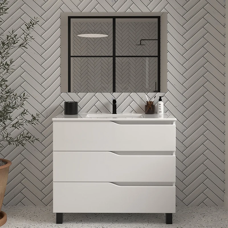 Meuble de salle de bain 80cm simple vasque - 3 tiroirs - MATA