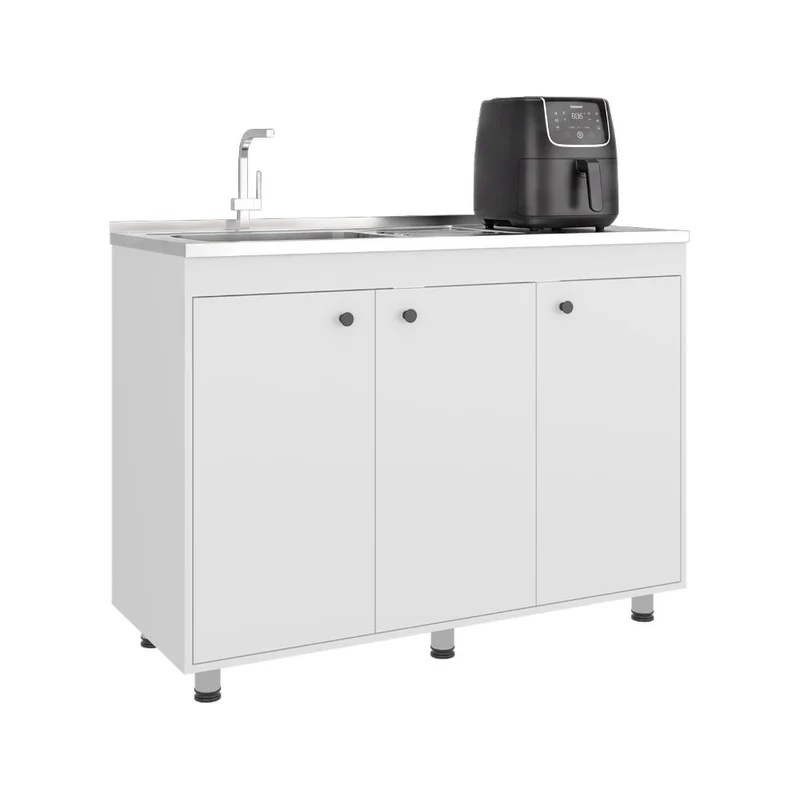 Gabinete Inferior Cantabria 120, Kronos Blanco, Ideal para Espacio Reducidos, con Mesón Izquierdo ZF