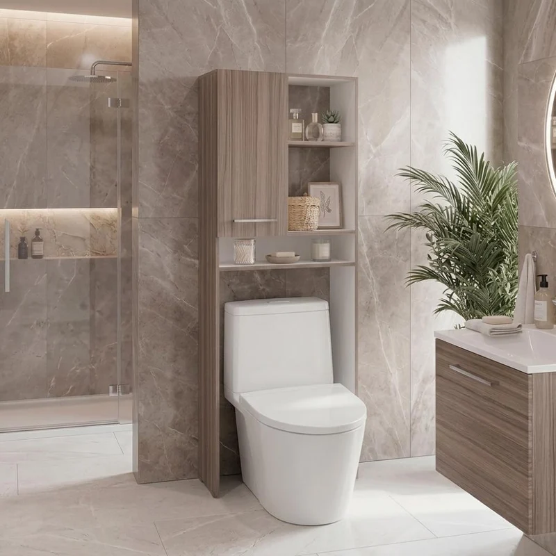 Gabinete de Baño Bristol 26, Avellana y Blanco, Ideal para Ahorrar Espacio
