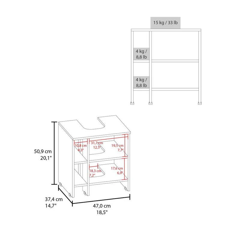 Mueble para Lavamanos Omahi, Cartagena, con Variedad de Entrepaños ZF