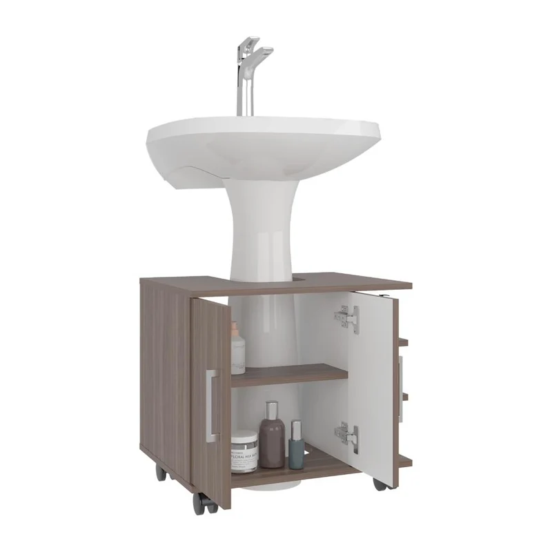 Mueble para Lavamanos Aqua, Avellana, con Rodachines para su Fácil Desplazamiento ZF