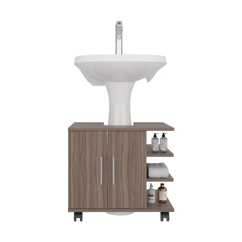 Mueble para Lavamanos Aqua, Avellana, con Rodachines para su Fácil Desplazamiento ZF