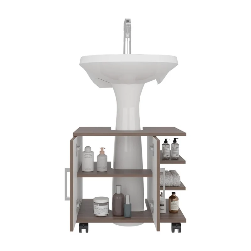 Mueble para Lavamanos Aqua, Avellana, con Rodachines para su Fácil Desplazamiento ZF