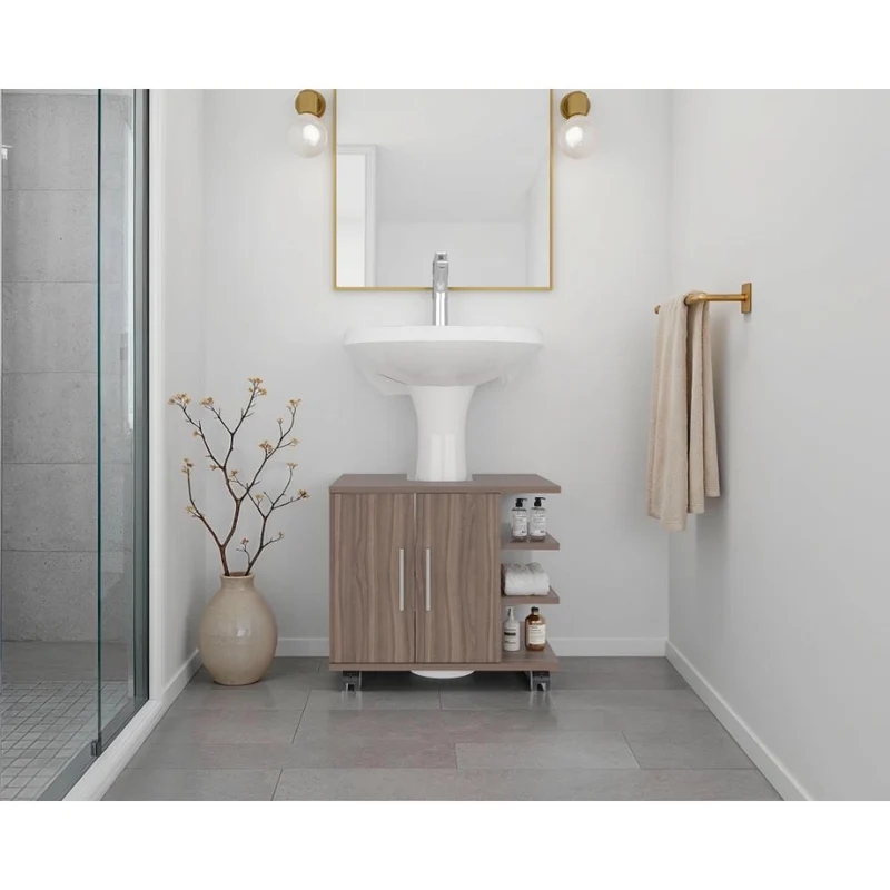 Mueble para Lavamanos Aqua, Avellana, con Rodachines para su Fácil Desplazamiento ZF