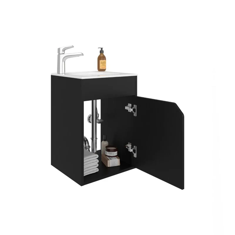 Mueble para Lavamanos Flotante Betel, Wengue, Incluye Lavamanos Plastiglas Floresta 40 ZF