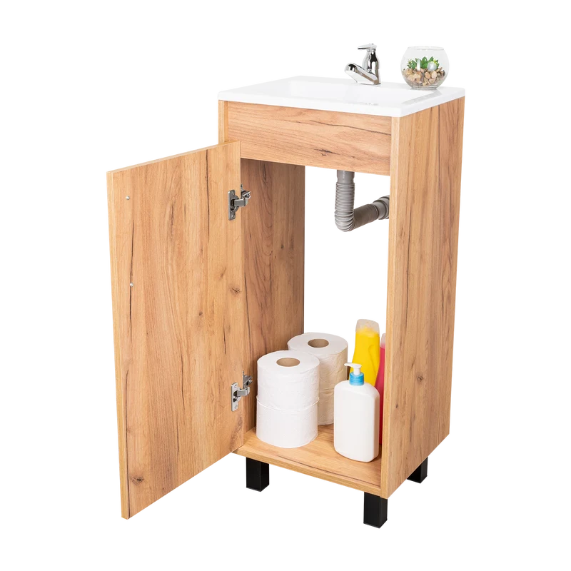 Mueble Lavamanos a Piso Oxford, Fresno Europeo, Incluye Lavamanos 40cm ZF